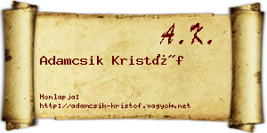 Adamcsik Kristóf névjegykártya