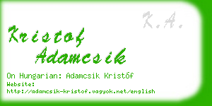 kristof adamcsik business card