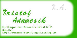 kristof adamcsik business card